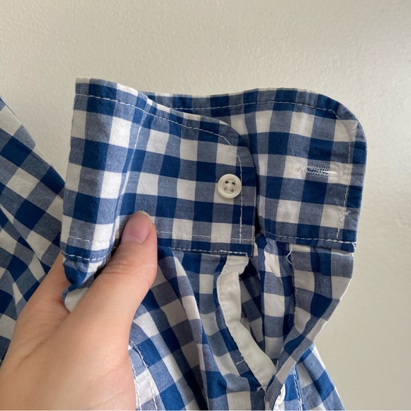 Old Navy Blue and White Checkered Gingham Classic Oxford Button Up Shirt size L - Picture 3 of 6